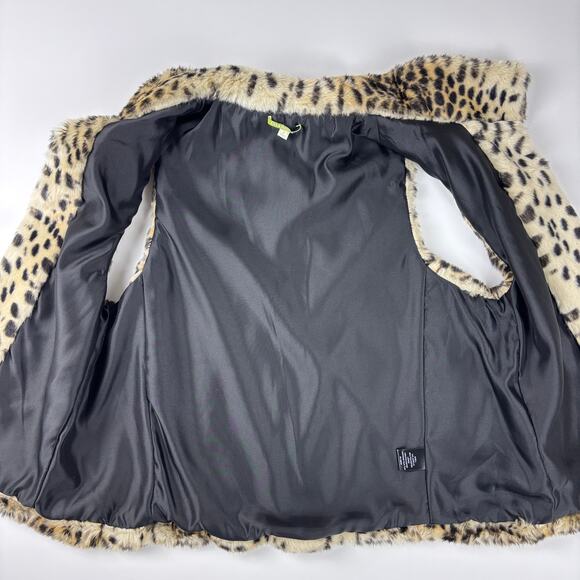 Gianni Bini Faux Fur Leopard Print Mob Wife Lined Vest w/ Pockets Size Small - Picture 5 of 10